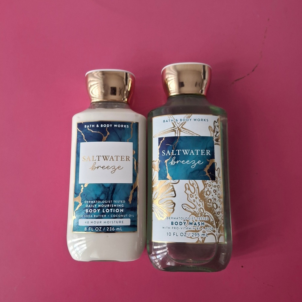 Bath & Body Works SALTWATER BREEZE Body Lotion & Wash Shower Gel Set of‎ 2